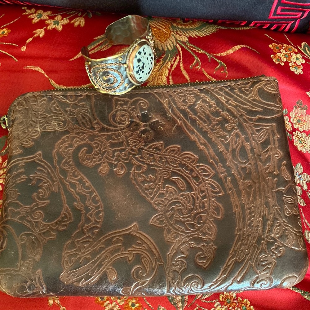 The ultimate wristlet by Patricia Nash! A rich dark, tooled leather, wow!